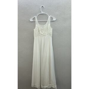 Shadow Line Womens Nightgown Size Petite Ivory Lacy Layered Vintage Slip Gown